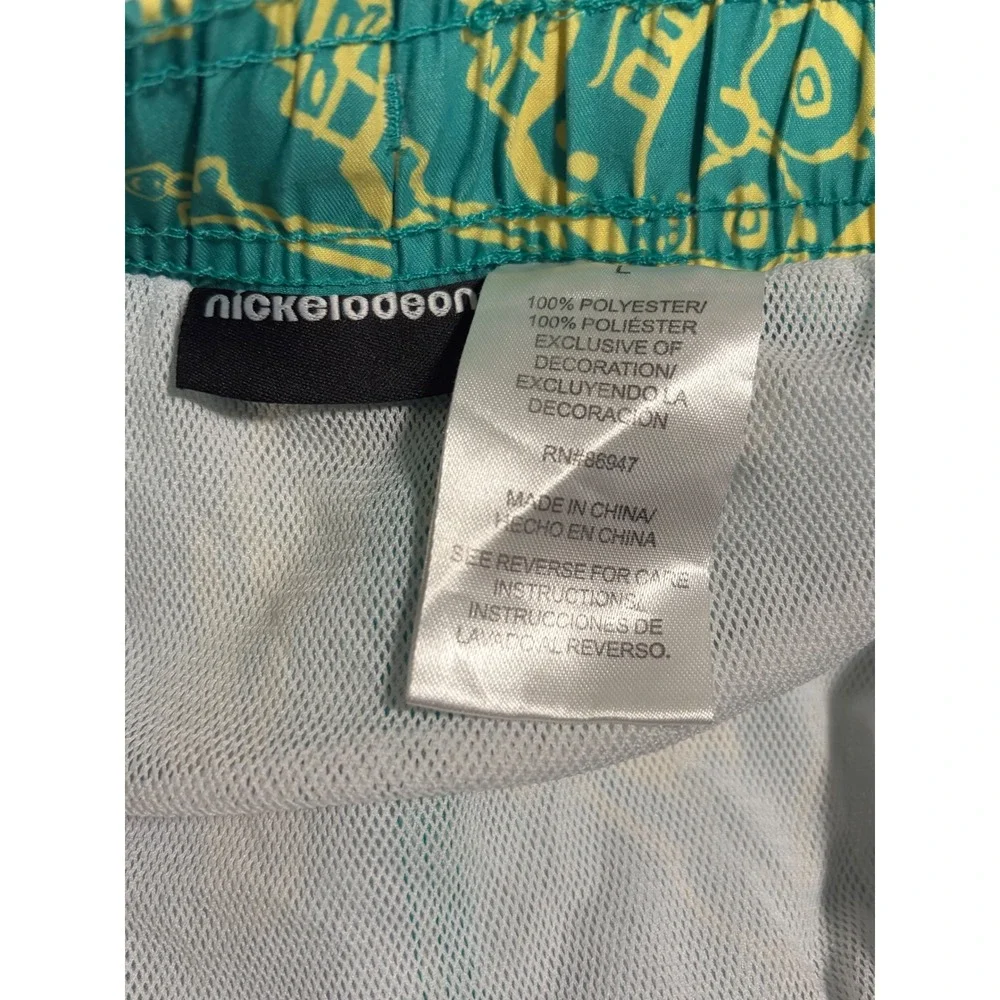 Nickelodeon SpongeBob SquarePants Swim Trunks Mens Large Teal Green Board Shorts